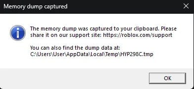 How to Fix Roblox Memory Dump Captured Error