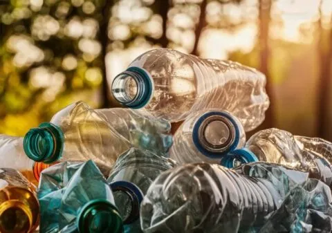 Crushed,Plastic,Bottles,,Tower,Of,Plastic,Bottles,,Recycling